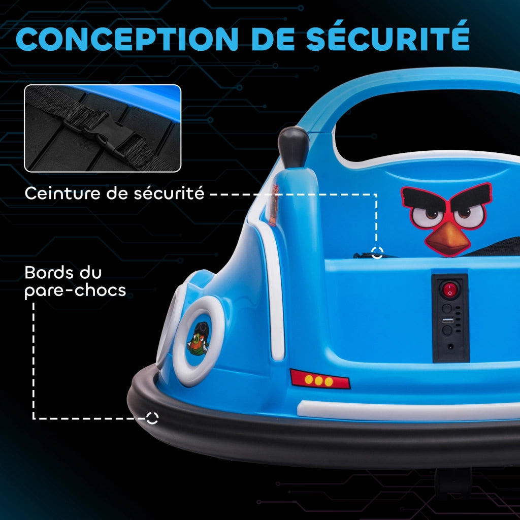 Auto Tamponneuse Elettrica Bambini 12V Angry Bird ¨C zephmum ¨C Blu 73x73x44 cm
