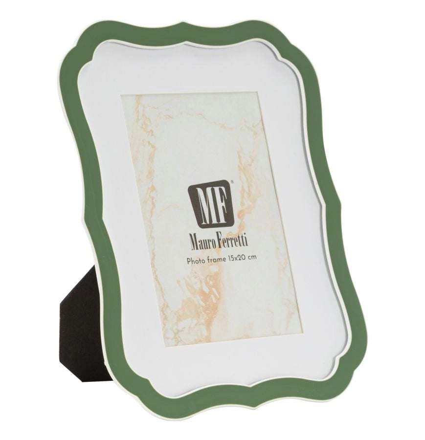 Cornice Margot Verde 17x1,4x21,9 cm in Zinco e Vetro Verde e Argento