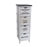 MAURY'S MOBILE ENJOY DA ARREDO SLIM IN LEGNO BIANCO CON SCRITTE E TOP NERO DIMENSIONI 26 X 32 X 81 CM