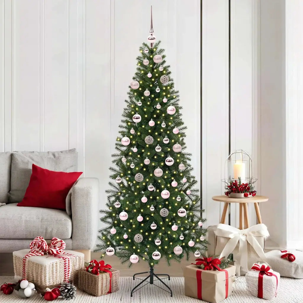 Albero di Natale | Decorazioni natalizie artificiale con 300 LED Verde 180 cm PE e PVC