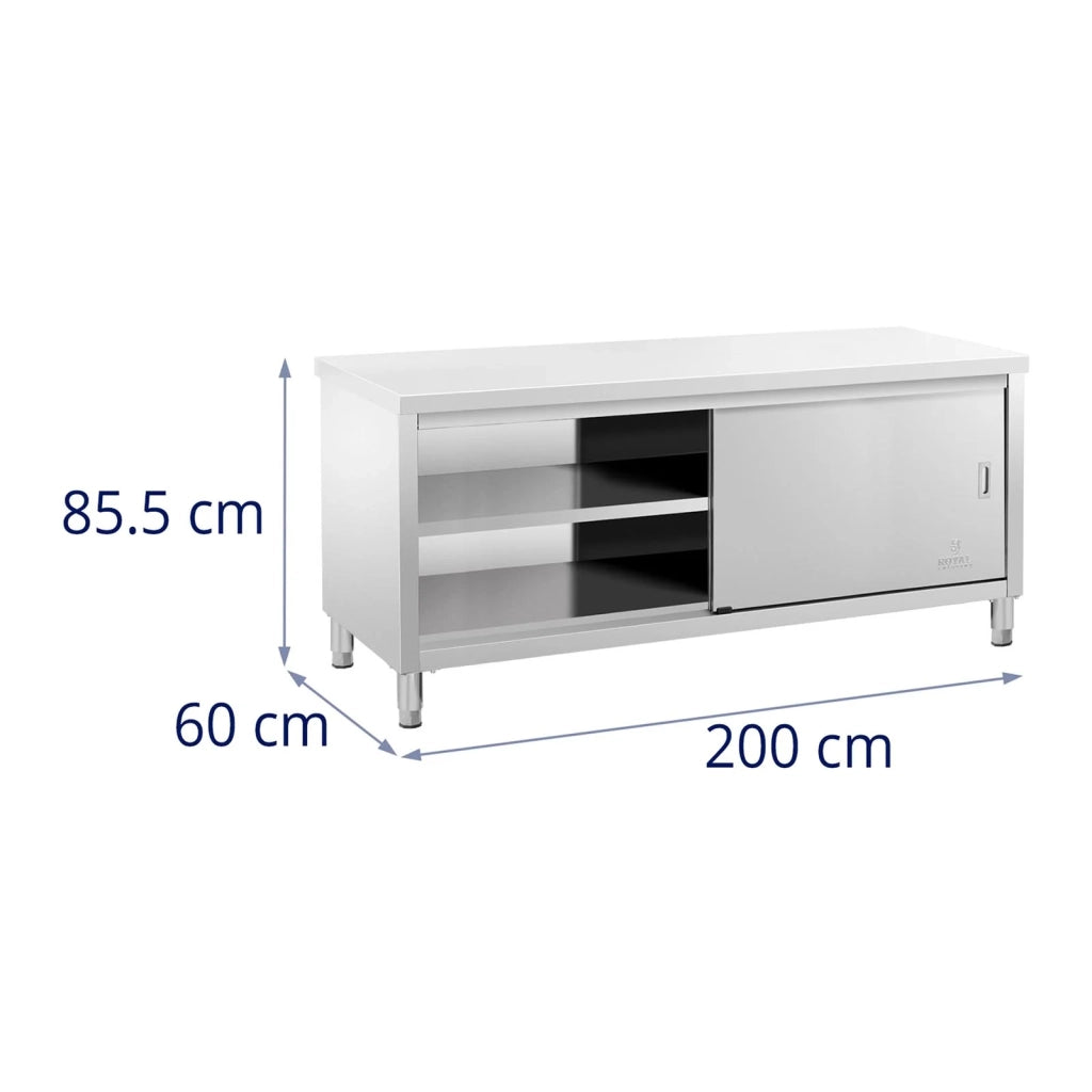 Mobile base/piano di lavoro/mobile da cucina in acciaio inox con ante scorrevoli (capacità 600 kg acciaio inox 1 ripiano) 14_0005089