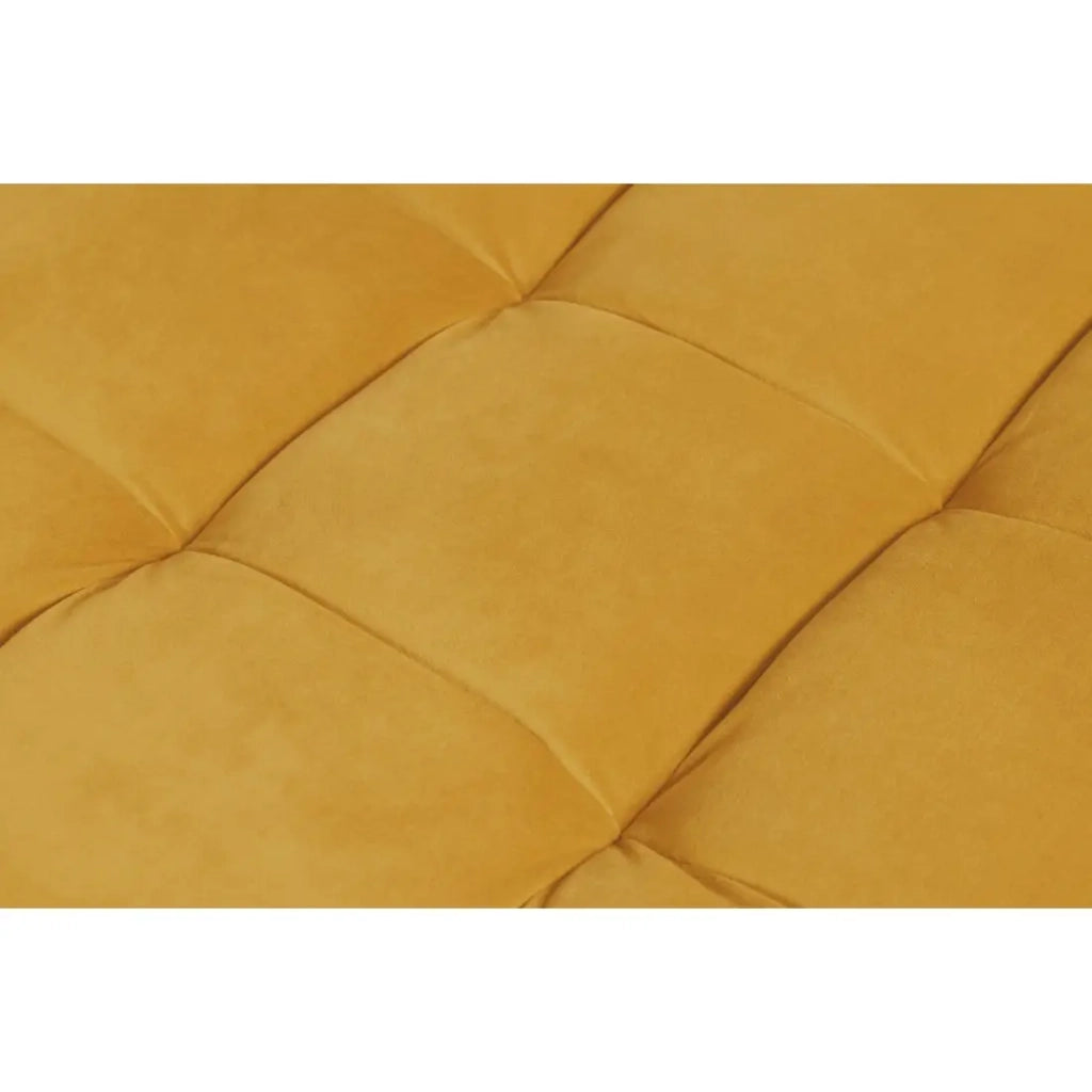 Pouf KOLIRI giallo senape – design in velluto e legno di hevea