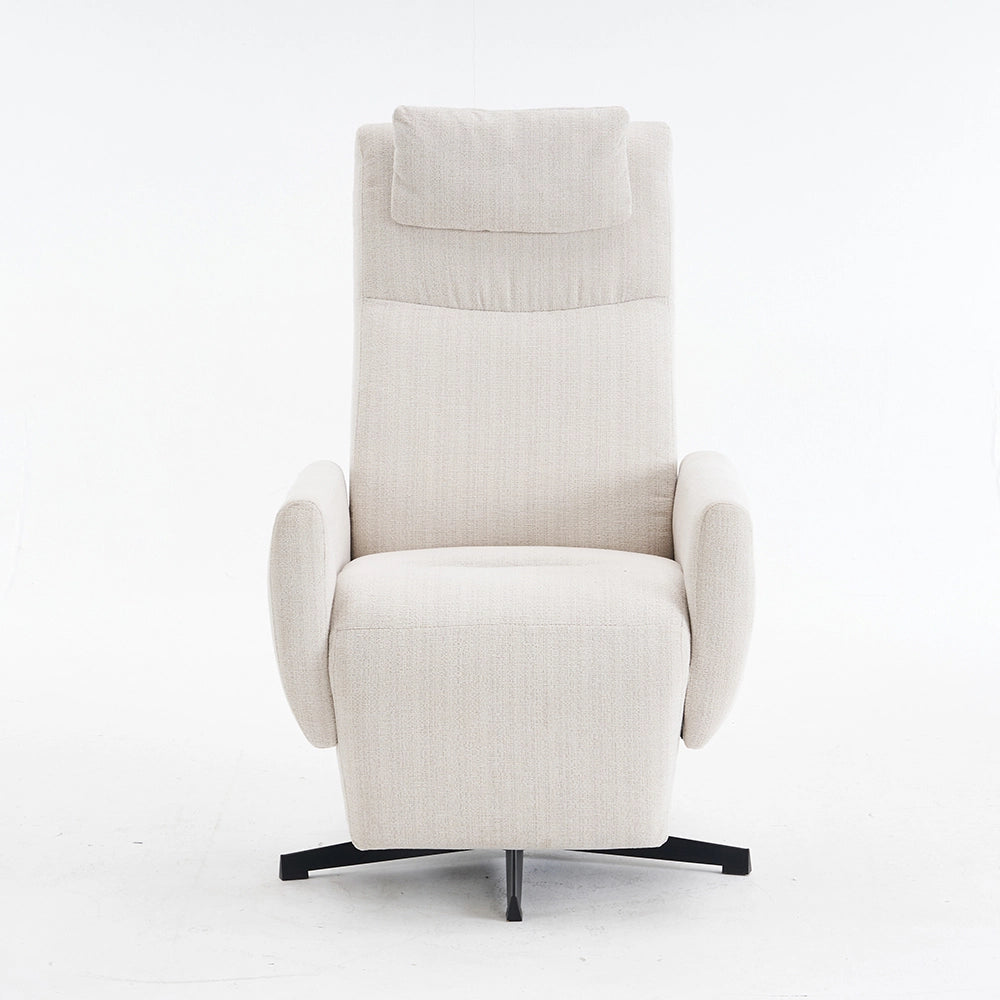 Poltrona relax - Xylo - reclinabile chenille con poggiapiedi girevole beige