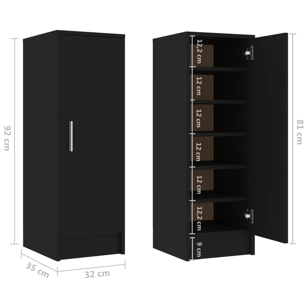 Scarpiera mobiletto portascarpe mobile per ingresso/corridoio/soggiorno 32 x 35 x 92 cm legno ingegnerizzato nero 02_0021967
