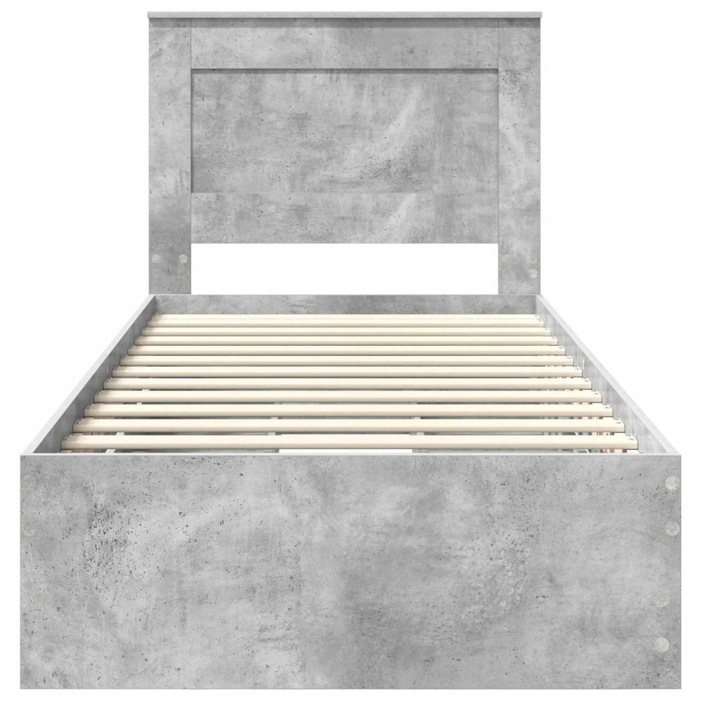 Struttura del letto con cassetto Grigio cemento 75 x 190 cm