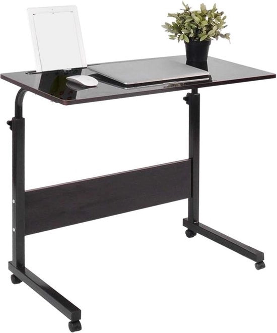 Tavolo da scrivania per laptop regolabile in altezza con ruote - scrivania per camera da letto e soggiorno - rimovibile - nero