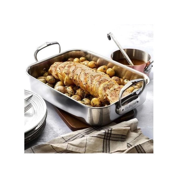 De Buyer 3727.35 AFFINITY Casseruola per Arrosto in Acciaio Inox 5 strati Induzione Forno fino a 260°C Lavabile in Lavastoviglie colore Acciaio inox
