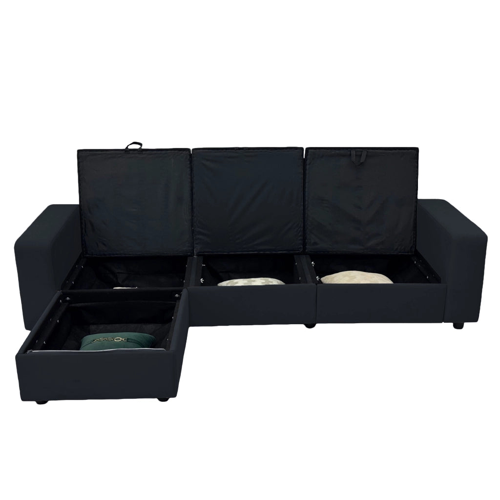Divano Angolare con Contenitore e Ottomane ¨C MINIMAL ¨C Tessuto, Molle Insacchettate, 245 cm
