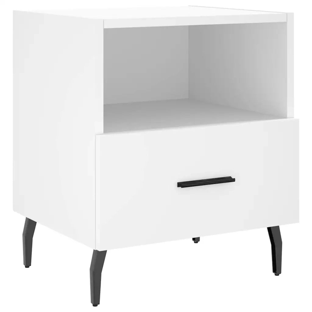 Set di 2 Comodini | Armadio da Notte | Mobiletto da notte Bianchi 40x35x47,5 cm in Legno Multistrato