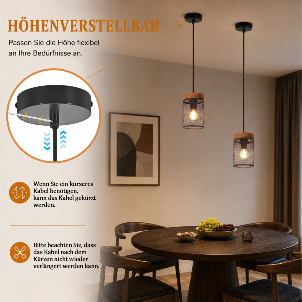 ZMH Lampadario vintage nero E14 dal design industriale retrò per sala da pranzo e cucina