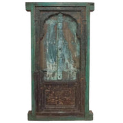 Finestra in legno con finitura artigianale blu, 80x10x153h cm