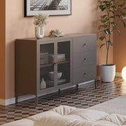 Credenza Fayna in metallo mocha con 2 ante e 3 cassetti 140x40x90H Design industriale