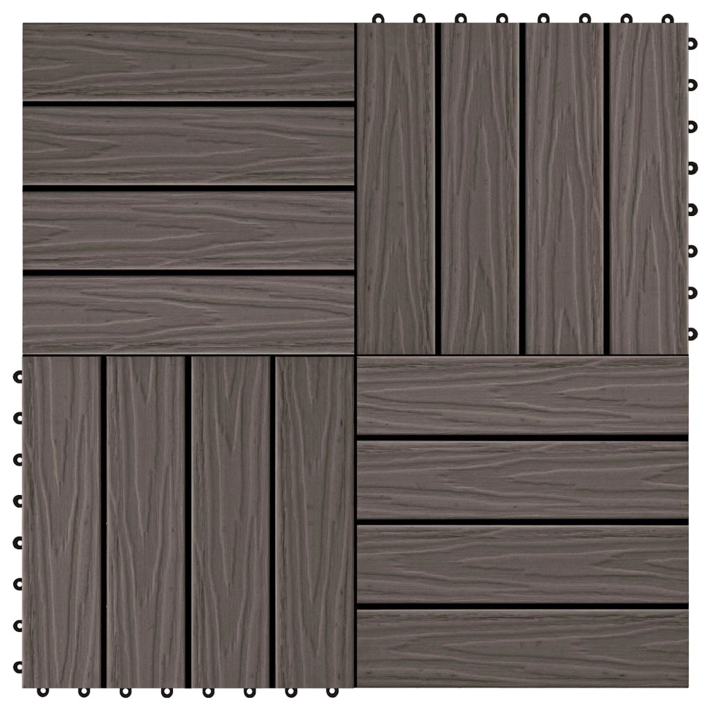 Piastrella per Decking 11 pcs Marrone Scuro 30 x 30 cm WPC