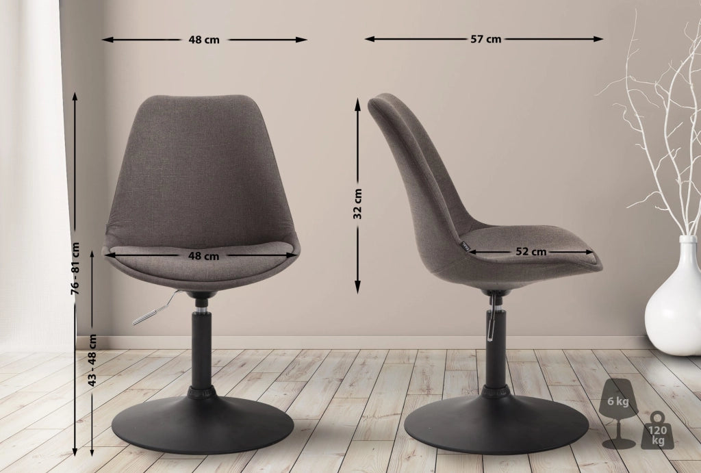 Sedia da pranzo MAVERICK in tessuto grigio scuro,nero