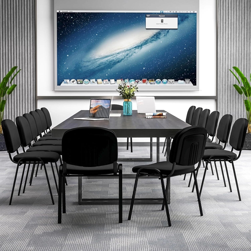Set di 5 Sedie Impilabili da Ufficio, Ergonomiche con Seduta e Schienale Imbottiti, Telaio in Metallo, Carico 150 kg, per Sala d'Attesa e Ufficio