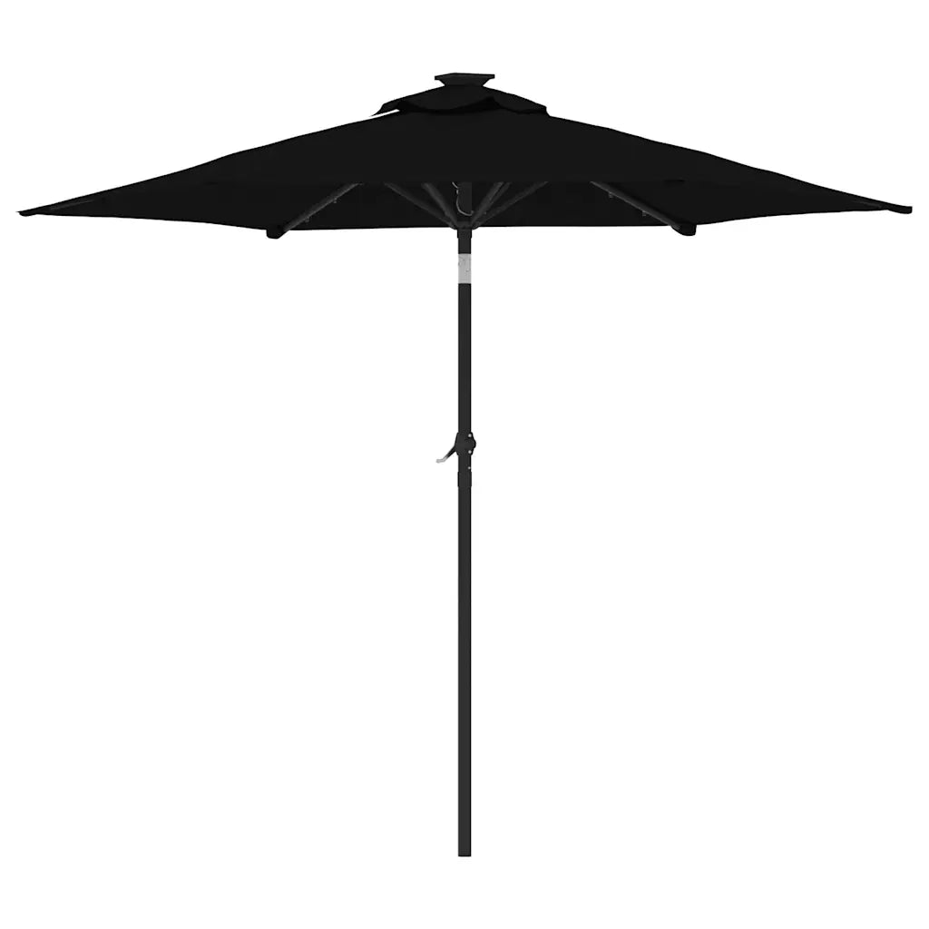 vidaXL Ombrellone Giardino con LED Palo Acciaio Nero 225x225x212 cm