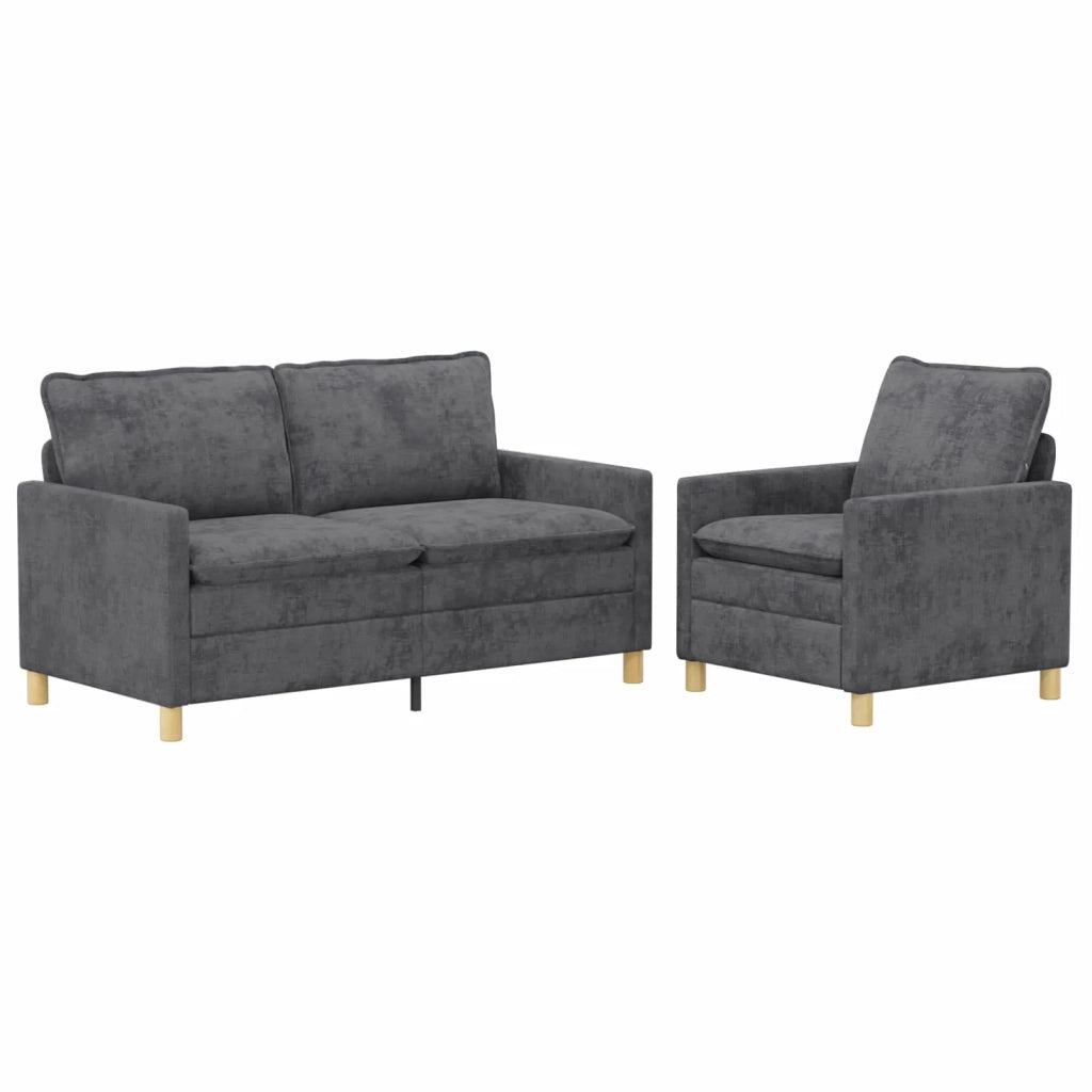 Set di divani 2 pcs Grigio Scuro Poliestere