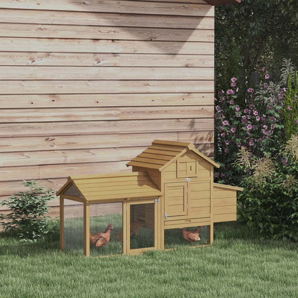 Pollaio Prefabbricato in Legno per 2 Galline con Recinzione e Nido per Cova, 151.5x54x87cm