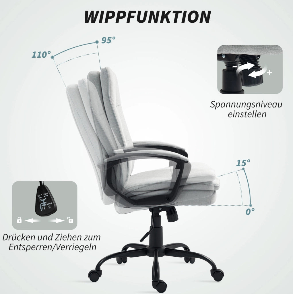 Sedia da ufficio ergonomica grigia con funzione basculante