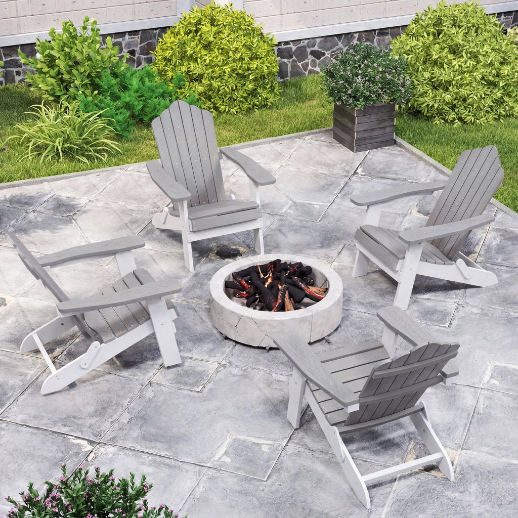 Sedia adirondack pieghevole in acciaio inossidabile per giardino, Sedia da patio in hips con braccioli larghi Grigio