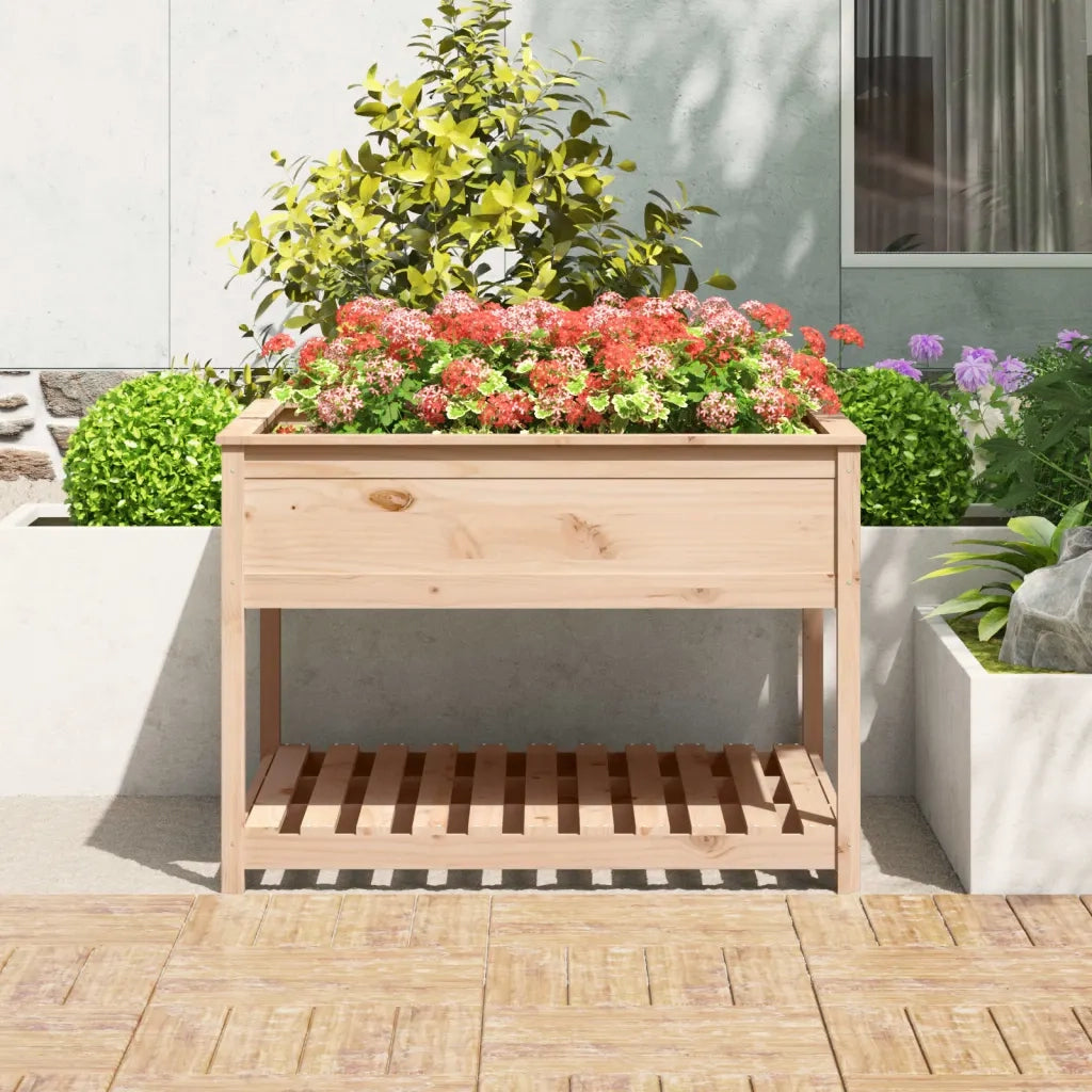 Fioriera | Cassetta per fiori | Vaso con Mensola 111,5x111,5x81cm in Legno Massello di Pino