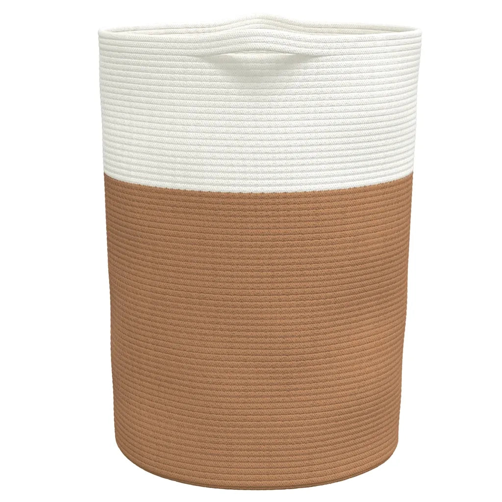 Cestino Portaoggetti Marrone e Bianco ?49x65 cm in Cotone CFW9321546