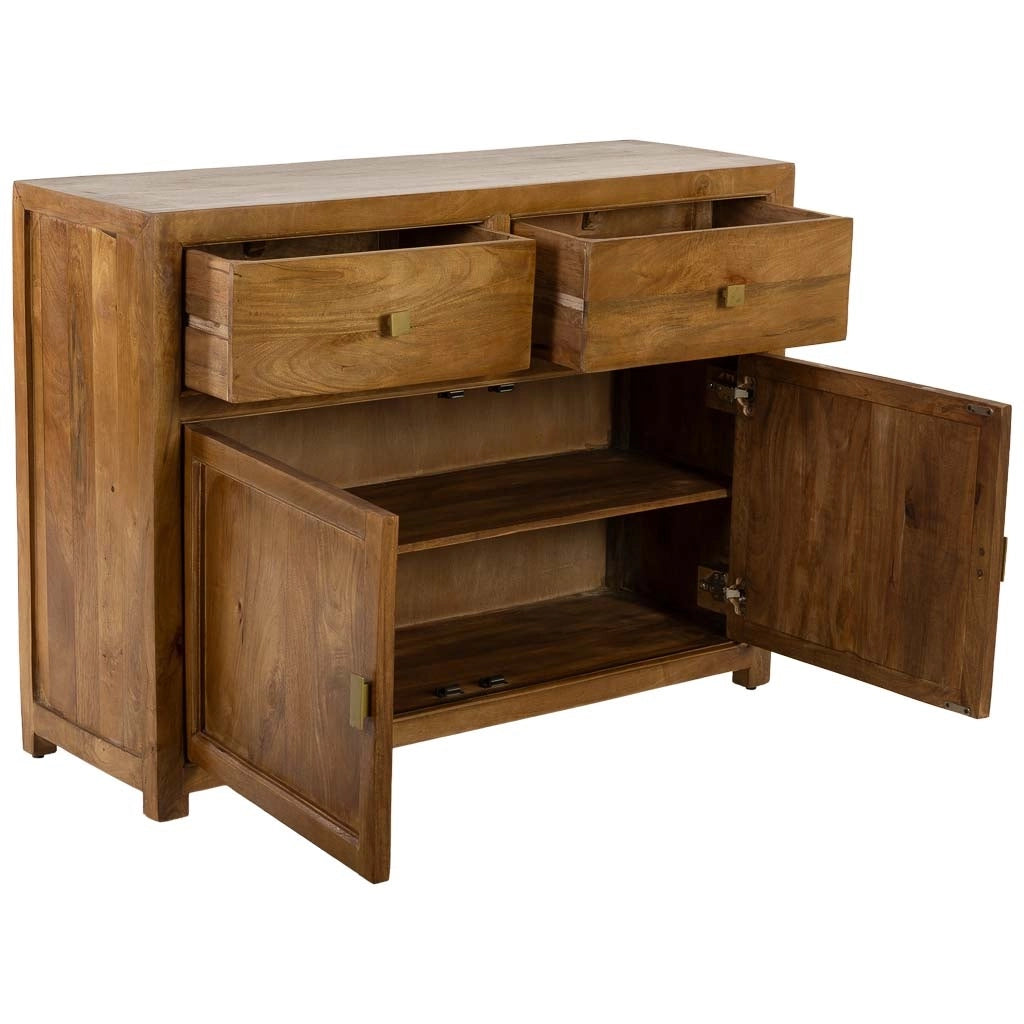Credenza in legno marrone con 2 ante e 2 cassetti, 120x40x88h cm