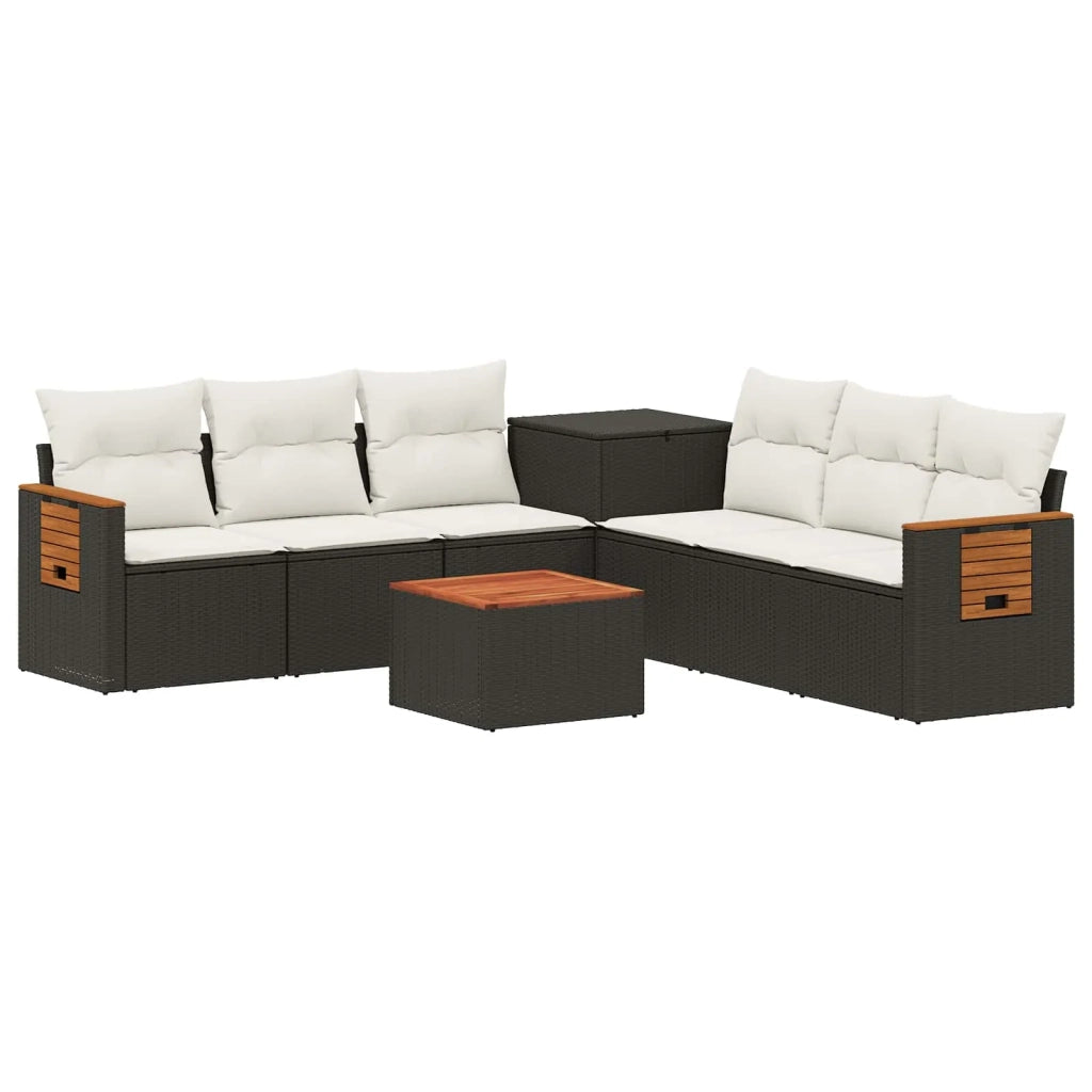 Set di divani 8 pz Nero e Bianco Crema 3448585