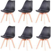 Sedie - Set di 6 sedie da pranzo - Sedie da pranzo medievali nordiche - Sede imbottita - Gambe in legno di betulla - Nero