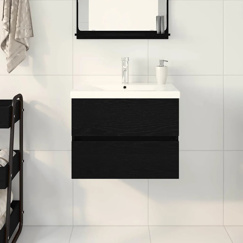 Armadio per Lavabo da Bagno Rovere Nero 60 x 39 x 62 cm 3333148