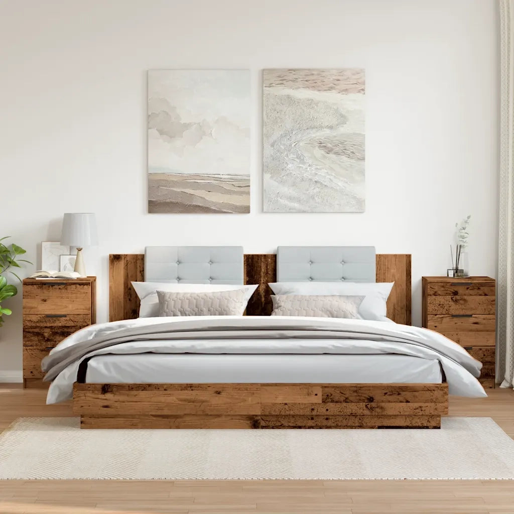Comodini Legno Antico 2 pz-Set di 2 Tavolino da notte 40x36x65 cm in Legno Multistrato 415462