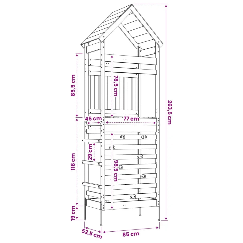 Torre da Gioco per Esterni Naturale Pino Solido Impregnato 826534