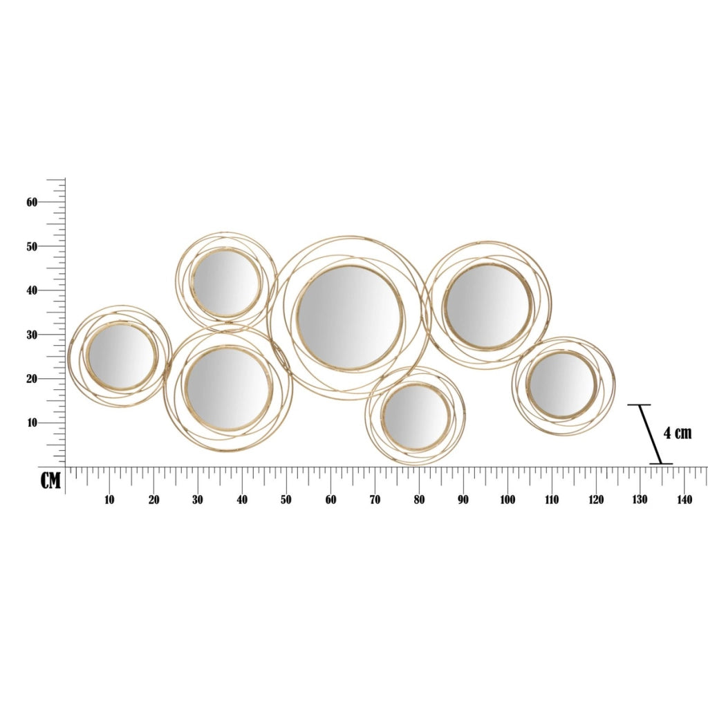 Decorazione in Metallo 3D Cerchi 23, Oro, Metallo, 124,5x4x53,5 cm