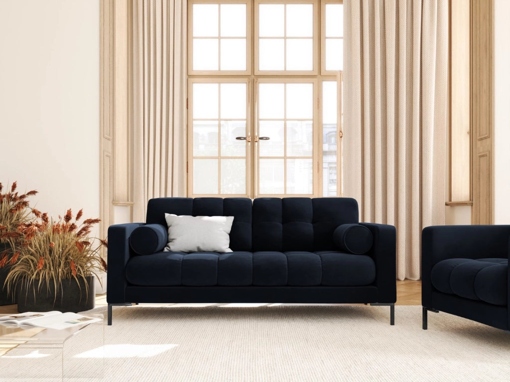 Cosmopolitan Design - Divano "Bali" 2 posti in velluto blu scuro 