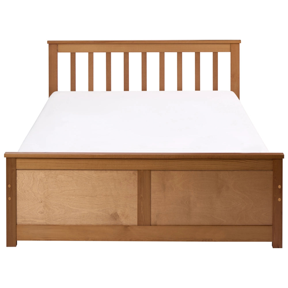 Letto matrimoniale in pino MDF con rete a doghe 120 x 200 cm in marrone stile minimalista scandinavo