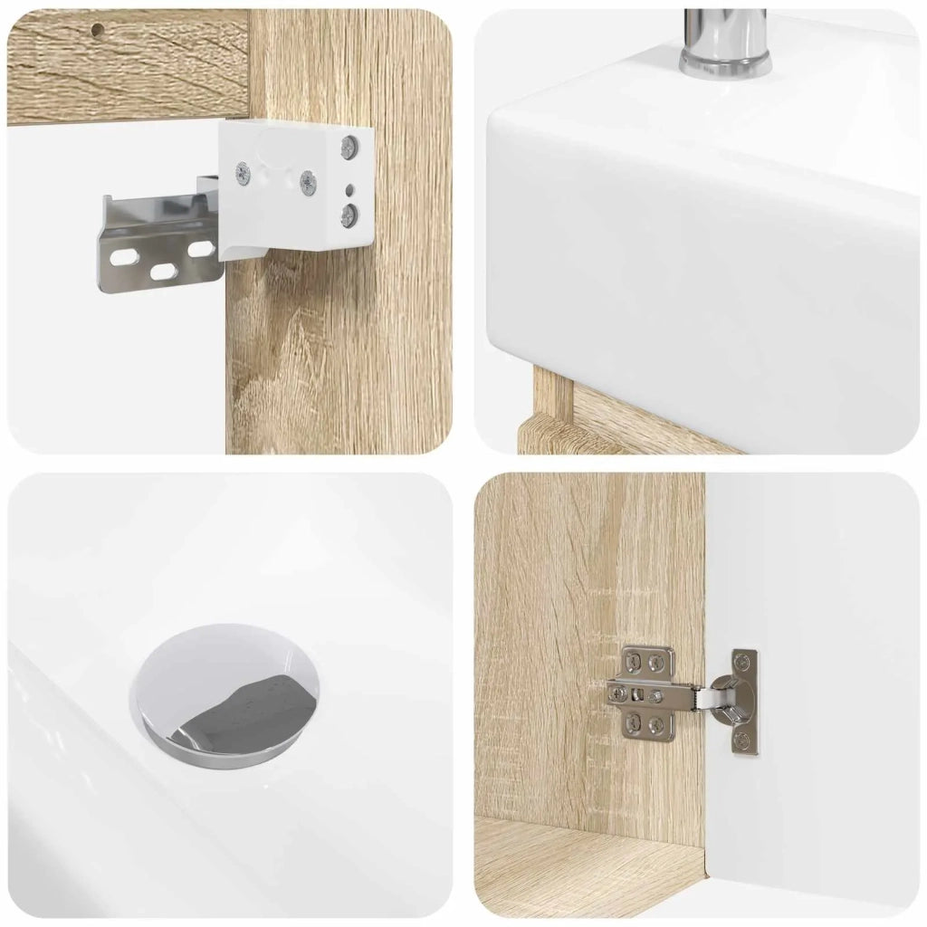 Mobile bagno con rubinetto Rovere Sonoma 45,5 x 22,5 x 84 cm