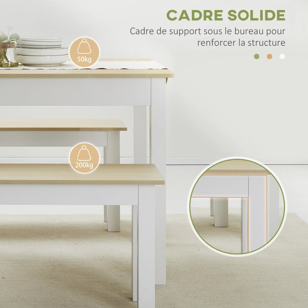Tavolo da pranzo con 2 panchine per 4-6 persone ¨C Xylo ¨C Set 3 pezzi legno moderno