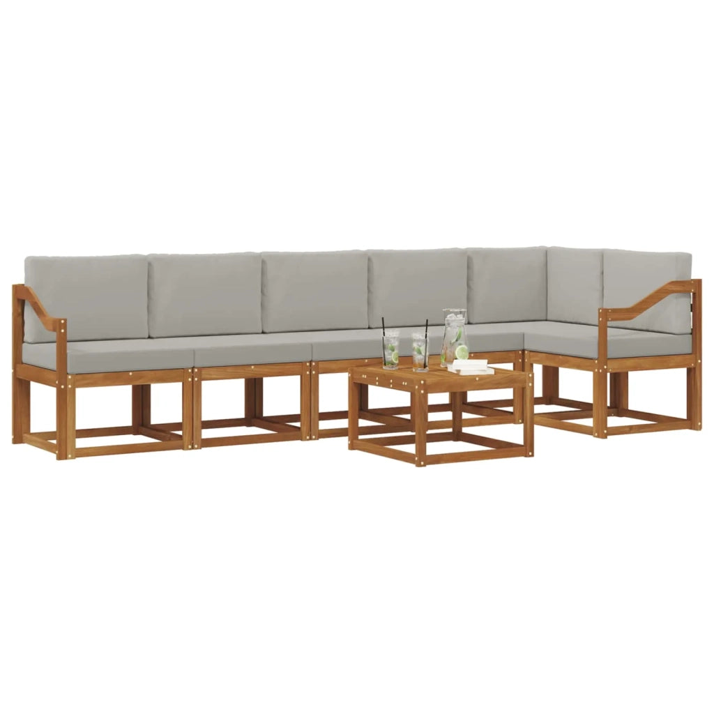 Set di divani da esterno 7 pcs Grigio Naturale e Chiaro