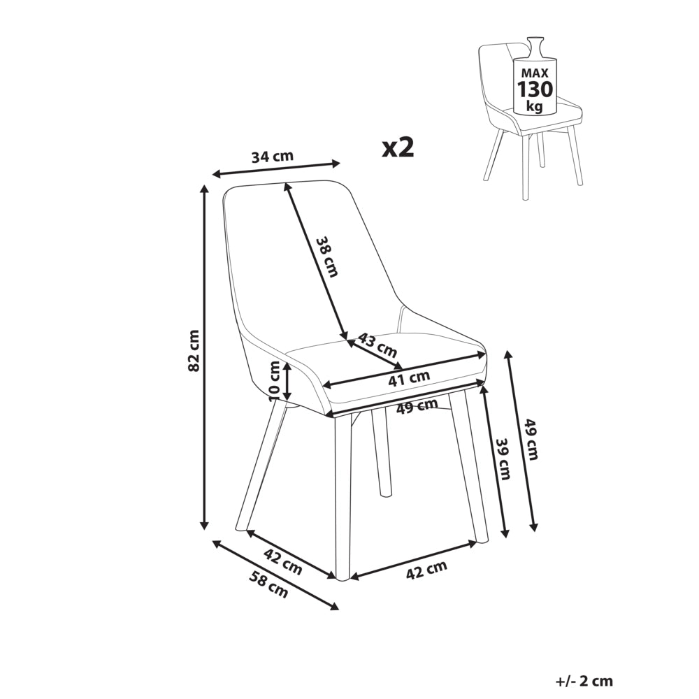 Set di 2 Sedie da Pranzo Gambe in Legno e Tessuto azzurro Sedile spesso imbottito
