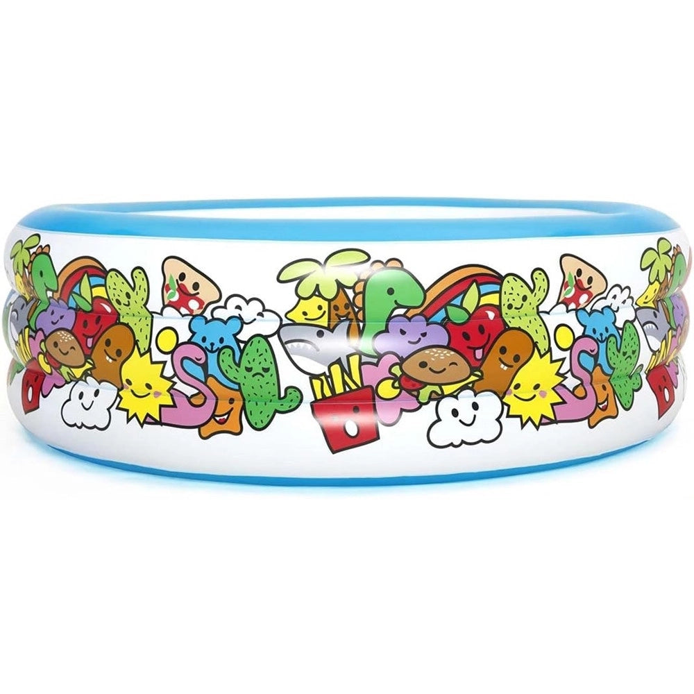 Trade Shop - Piscina Gonfiabile 3 Anelli Per Bambini Con Personaggi Frutti Piante 152x51cm 016156 -