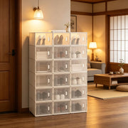 Set 18 Scatole Impilabili per Scarpe, Armadio Modulare, Organizer Giocattoli e Libri, Mobile Bagno