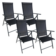 SET 4 SEDIE PIEGHEVOLI ANTIBES 7 POSIZIONI STRUTTURA IN ACCIAIO SEDUTA IN TEXTILENE COLORE NERO 57X68X105 CM