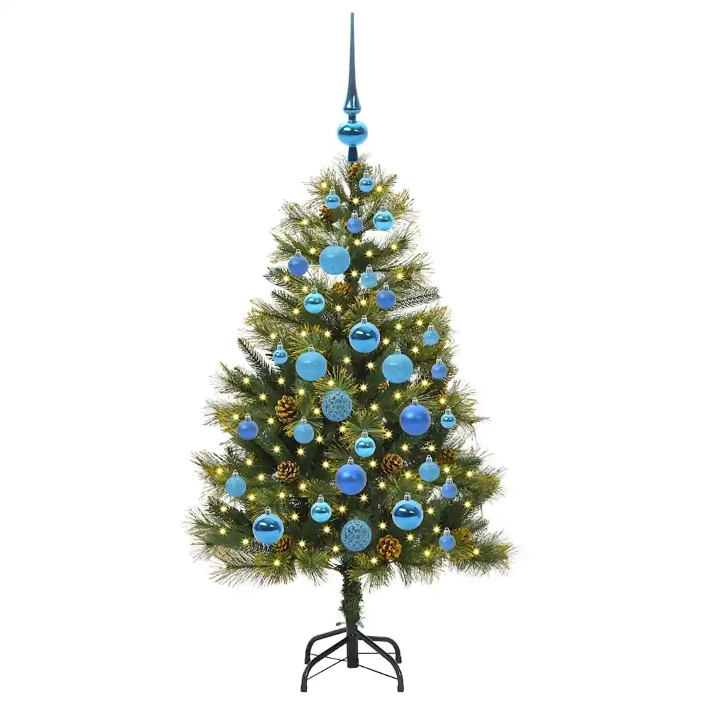 Albero di Natale artificiale pieghevole con coni Verde 120 cm 3395078