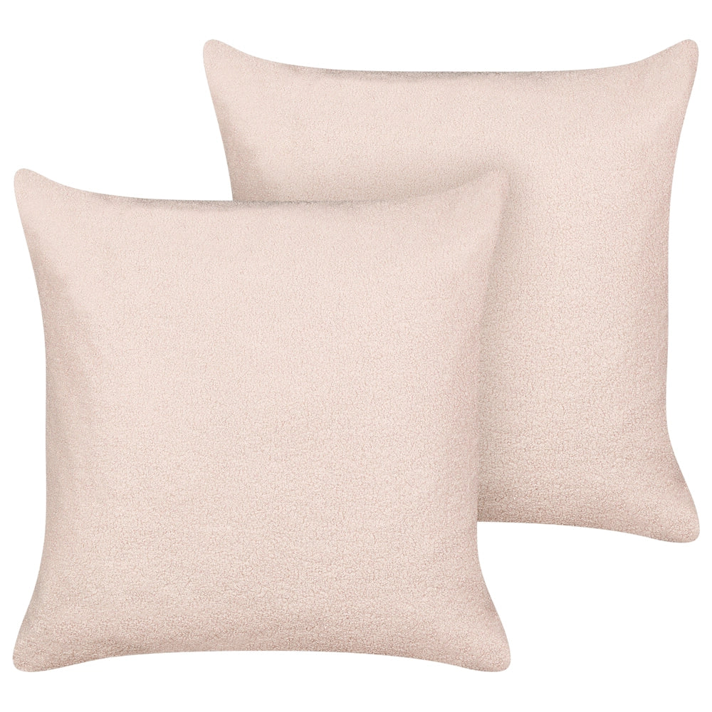 Set di 2 cuscini decorativi Rosa Boucle 60 x 60 cm fodera rimovibile con cerniera Accessori decorativi Boho