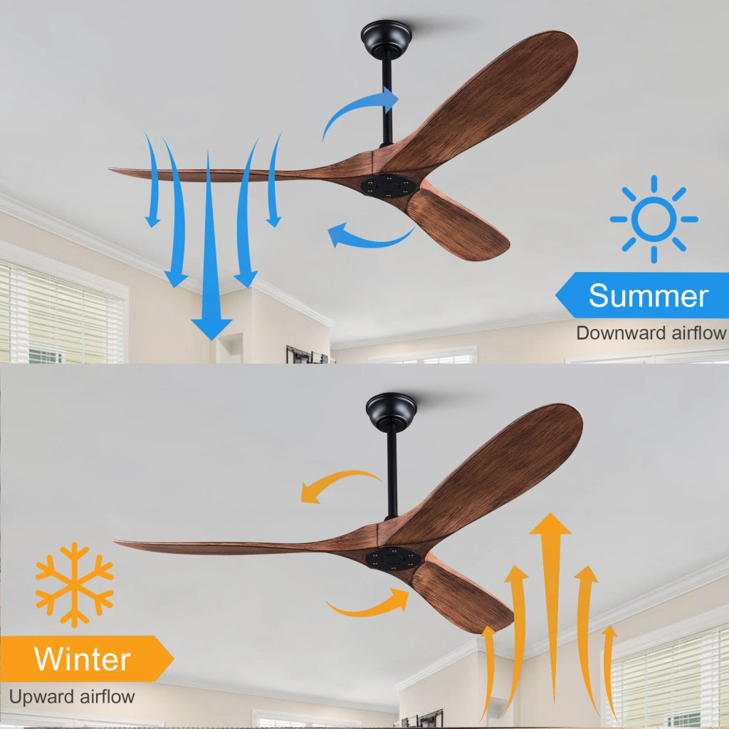 Ventilatore da soffitto 60 pollici senza luce con telecomando, pale ABS, motore DC reversibile, design moderno, per interni ed esterni