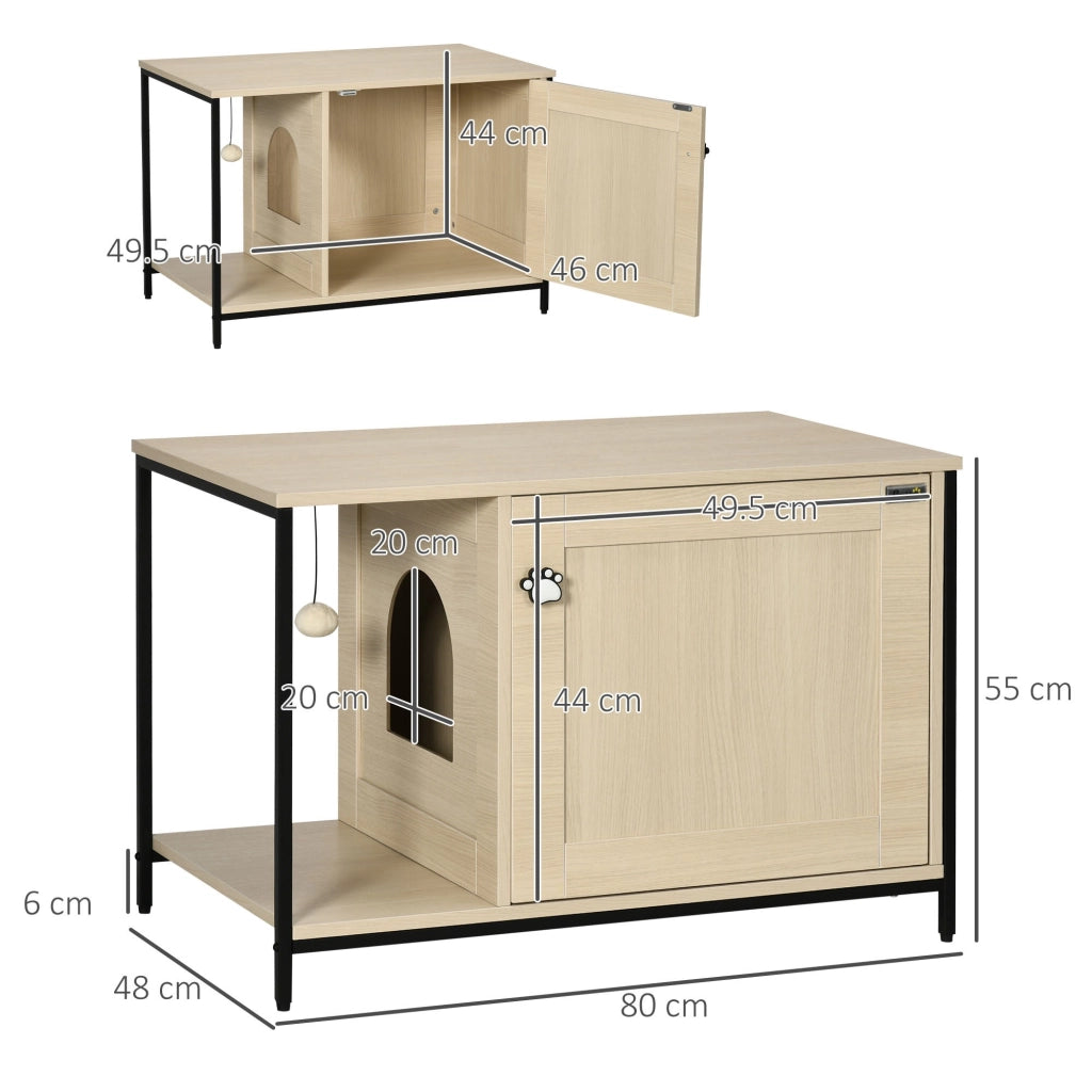 Easycomfort Mobile per Lettiera Gatti in Legno e Acciaio con Anta Magnetica, 80x48x55cm, Quercia