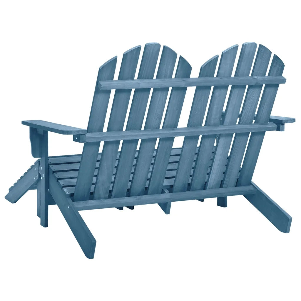 Sedia da Giardino a 2 Posti con Pouf in Legno di Abete Bianca 315915