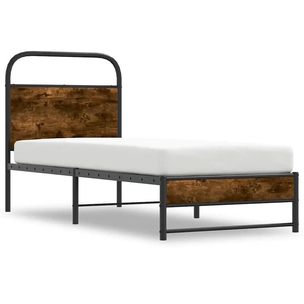 Giroletto senza Materasso-Struttura Letto Rovere Fumo 80x200 cm in Truciolato 273225