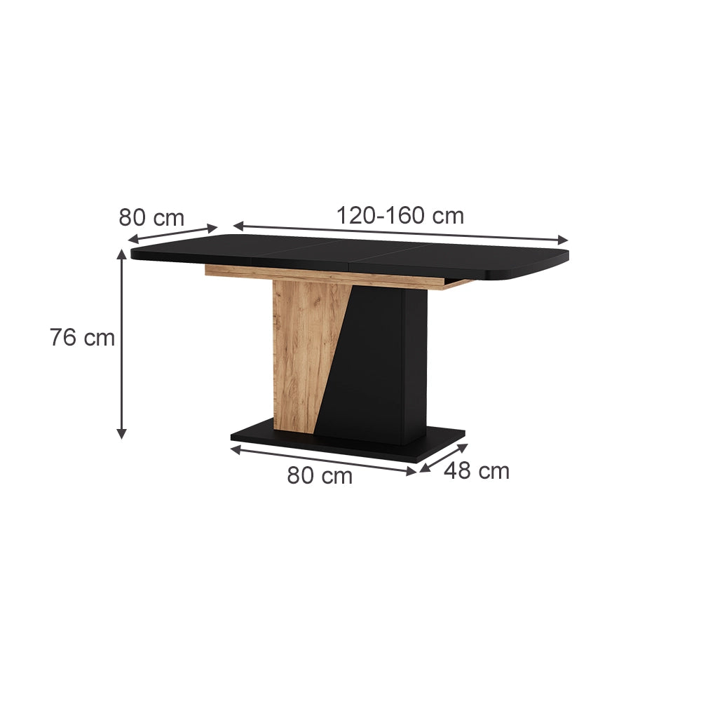 Vicco Tavolo da pranzo Estensibile Rovere Goldkraft/nero 120/160 x 80 cm