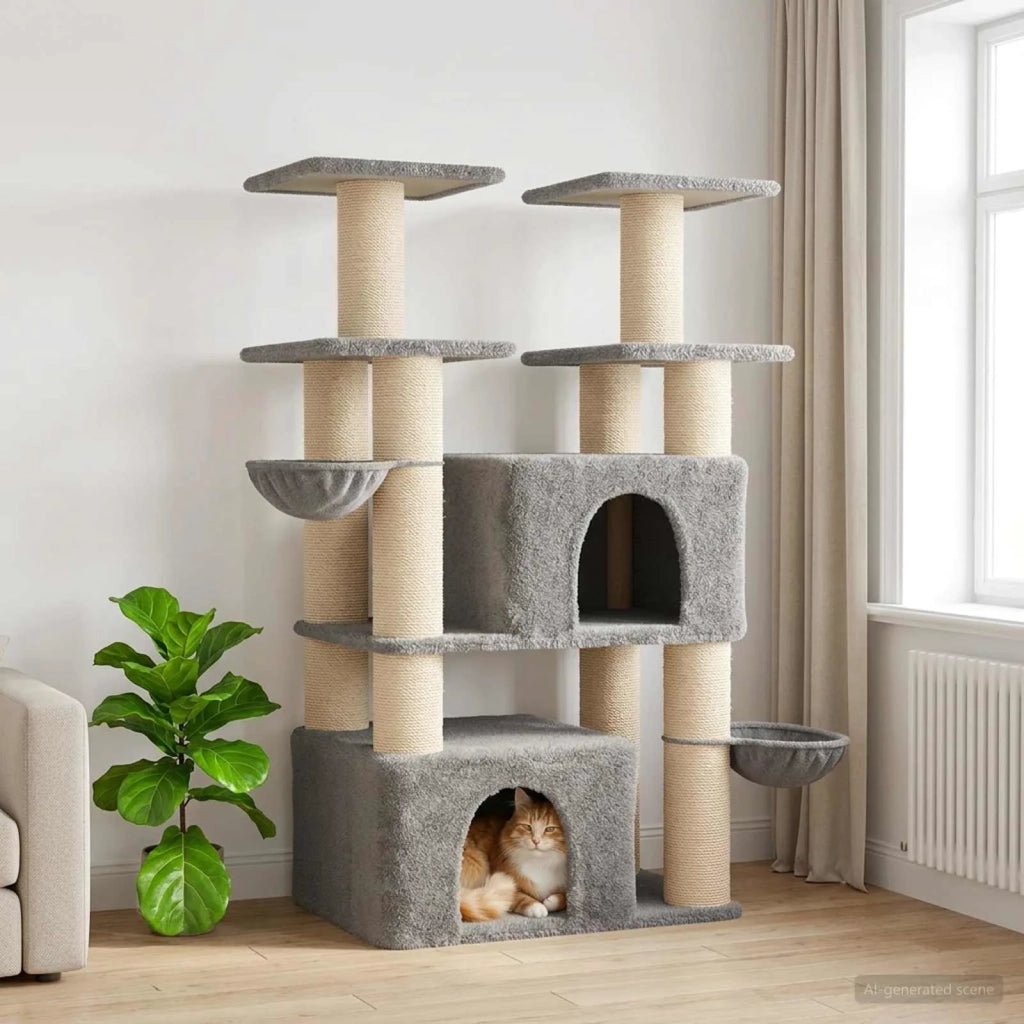 Albero per gatti con pali per graffiare in sisal 2 pz 147 cm 3422901
